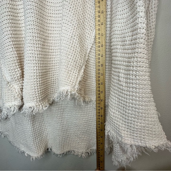 Free People Sweater Womens SP Cream Moonshine Waffle Knit Cold Shoulder V Neck - Picture 7 of 7